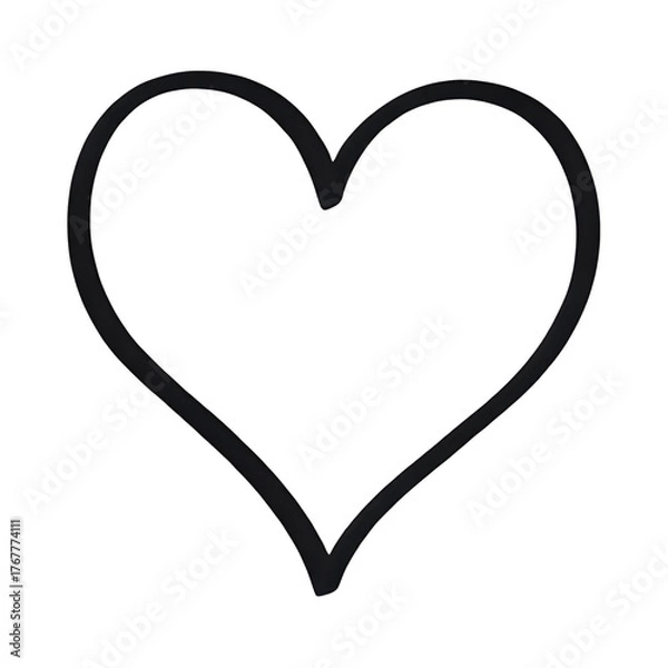 Fototapeta Simple hand drawn outline heart shape isolated on transparent background