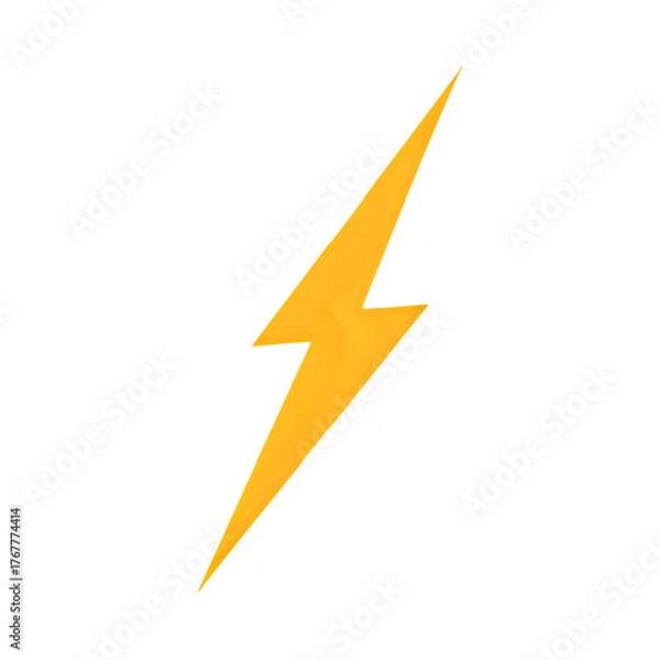 Fototapeta Yellow lightning bolt symbol isolated on transparent background