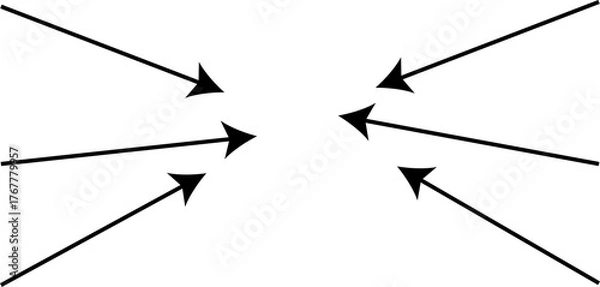 Fototapeta Black Concentric Arrows Pointing to Center PNG Graphic, Focus Zoom Annotation Icon, Hand-Drawn Direction Set