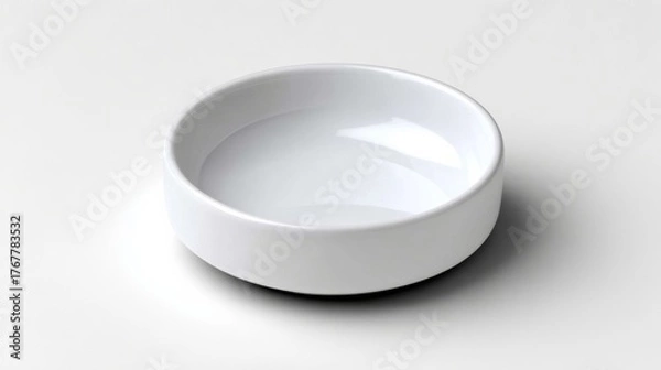 Obraz Simple white ceramic dish with smooth surface and curved edges, elegantly placed on a soft gradient background, showcasing minimalist design and versatility for various culinary presentations