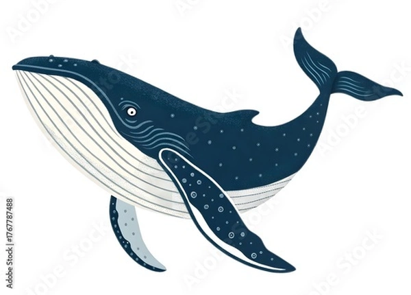 Obraz Bold Monochromatic Whale Vector Illustration