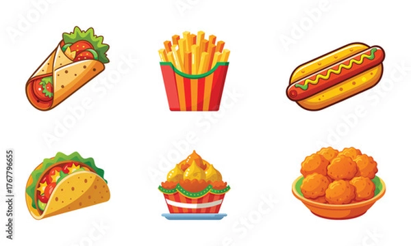 Fototapeta Collection of fast food items
