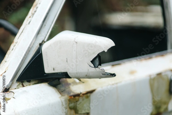 Fototapeta Broken Mirror of an Abandoned Car