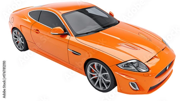 Obraz orange car isolated on transparent white background