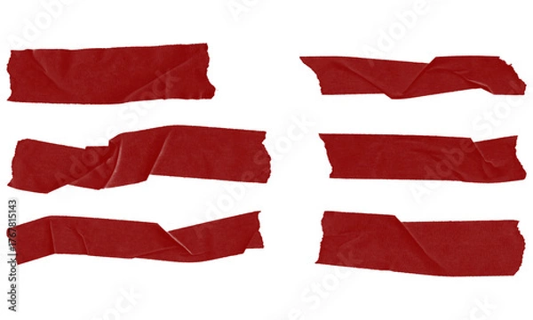 Obraz Clean red tape strips. Isolated flat label elements.