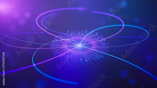 Obraz Abstract glowing purple and blue circular light motion representing digital energy flow
