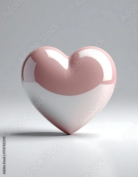 Fototapeta Glossy, two-toned heart, lit from above, against gray backdrop