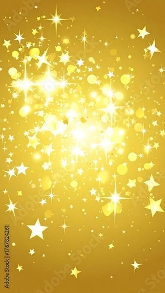 Fototapeta Golden background with glowing stars and sparkles, celebratory theme