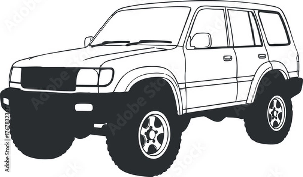 Obraz Illustration of a four-wheel drive SUV designed for off-road adventures and travel.