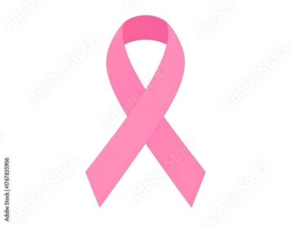 Fototapeta Graphic depiction of a looped pink ribbon against a white backdrop