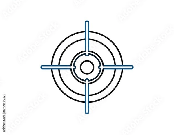 Fototapeta Graphic of a circular target with crosshairs, on a white background