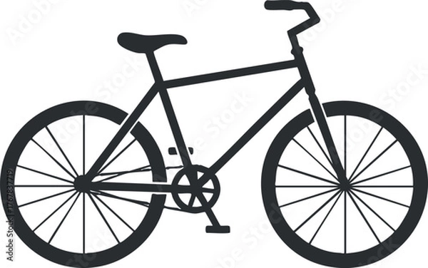 Fototapeta A simple black outline of a bicycle showcasing its essential features and design.