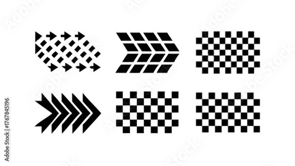 Obraz Arrow pattern checkerboard design black and white abstract geometric direction shape vector illustration art