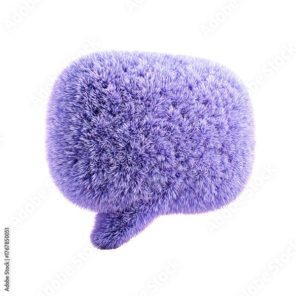 Fototapeta 3D render of a purple furry speech bubble icon isolated on white background