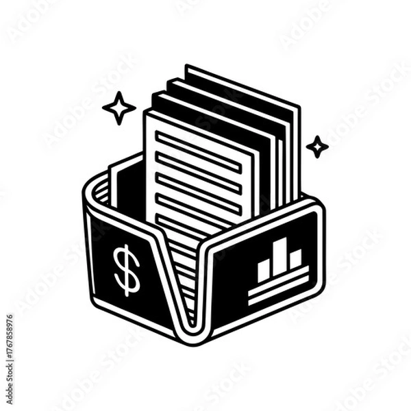 Obraz Wallet filled with documents on transparent background