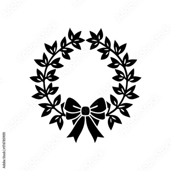 Obraz Wreath with bow vector graphic on transparent background