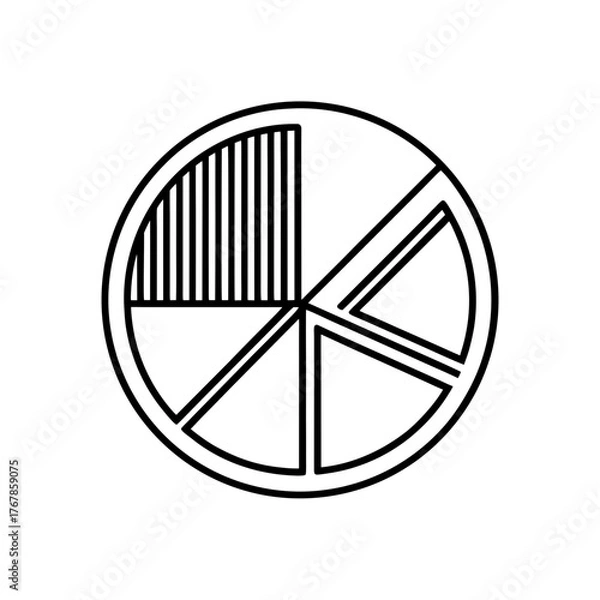 Obraz Pie chart with striped segment on transparent background