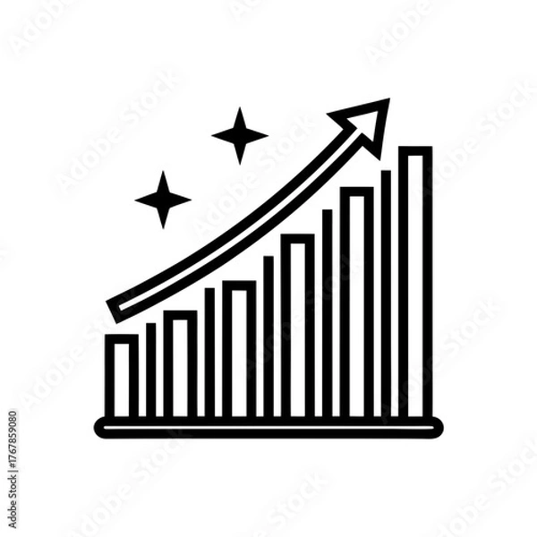 Obraz Rising bar graph with arrow up on transparent background