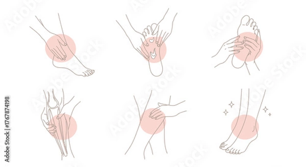 Fototapeta Collection of human body parts experiencing pain and discomfort.