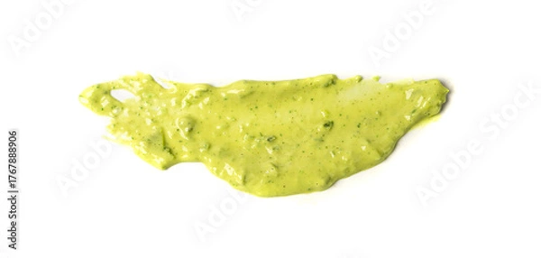 Obraz Green mojo verde sauce smear, dressing splatter drip, Canary Islands food