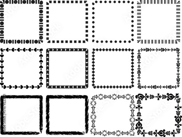 Obraz Decorative square frames in various styles for graphic design projects