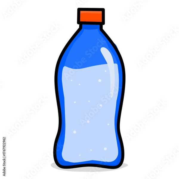 Fototapeta Simple vector illustration of a glass bottle, clean and minimal design perfect for beverage, packaging, and product mockup graphics