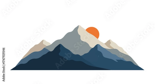 Obraz Sunset Mountain Illustration