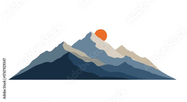 Obraz Flat Design Sunset Mountain Illustration