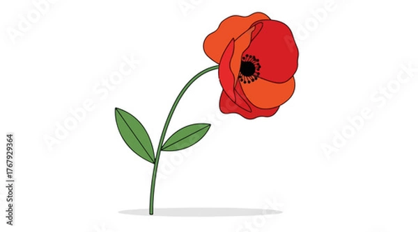 Obraz Minimalist Red Flower Vector Illustration