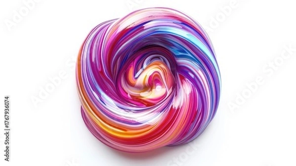 Obraz Colorful swirling slime in vibrant hues of pink, blue, and orange, showcasing a playful and artistic texture