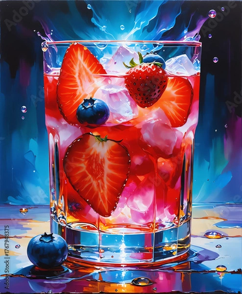 Fototapeta ice cube and berries