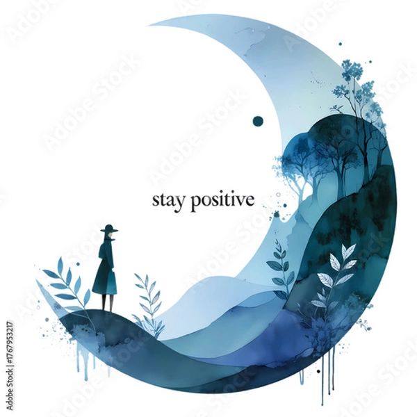 Fototapeta stay positive text