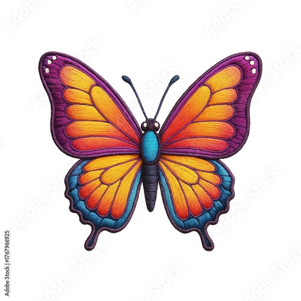 Obraz Butterfly Patch Embroidery Design with transparent background