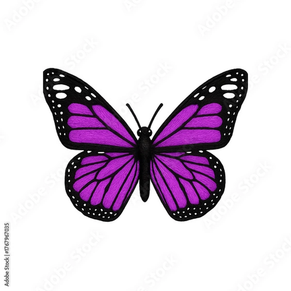 Obraz Butterfly Patch Embroidery Design with transparent background