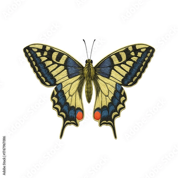 Obraz Butterfly Patch Embroidery Design with transparent background