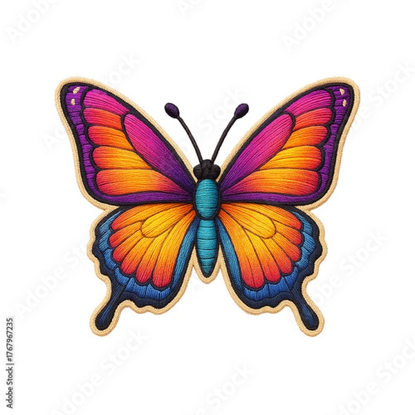 Obraz Butterfly Patch Embroidery Design with transparent background