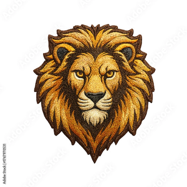 Obraz Lion head patch embroidery design with transparent background
