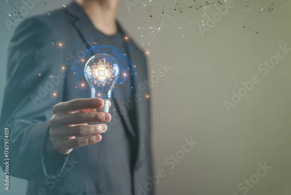 Fototapeta AI chat technology connects people and businesses through smart, digital, and intelligent communication.