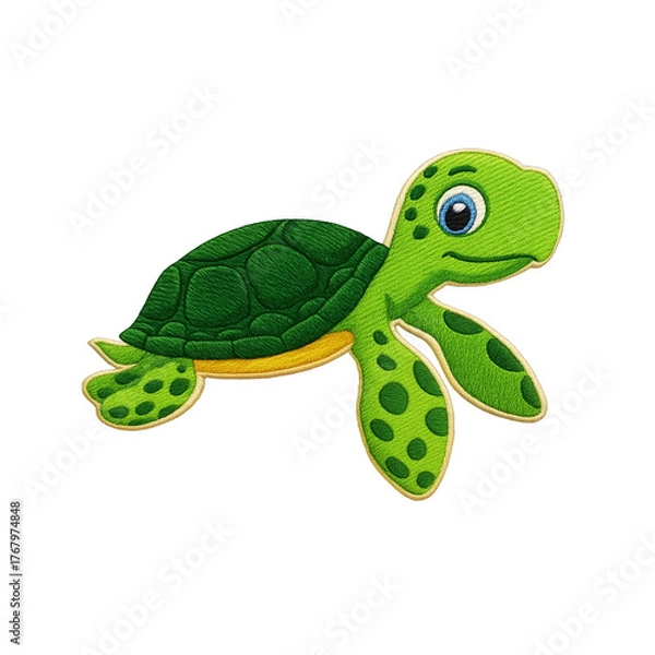 Obraz Sea turtle patch embroidery design with transparent background