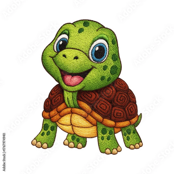 Obraz Sea turtle patch embroidery design with transparent background