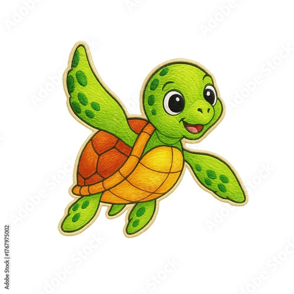 Obraz Sea turtle patch embroidery design with transparent background