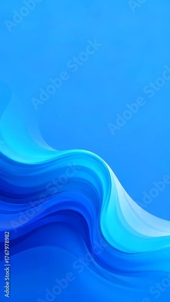 Fototapeta Abstract blue wave design with smooth gradients and flowing curves