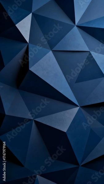 Fototapeta Abstract geometric pattern with dark blue triangular facets creating a three-dimensional effect