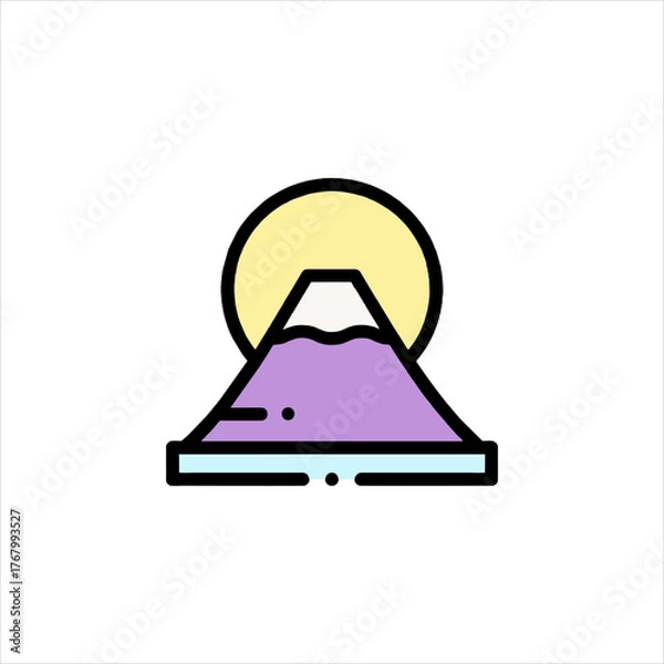 Obraz Mount Fuji rises majestically against a bright sun, casting a serene and peaceful glow over the Japanese landscape, evoking a sense of wonder and tranquility.