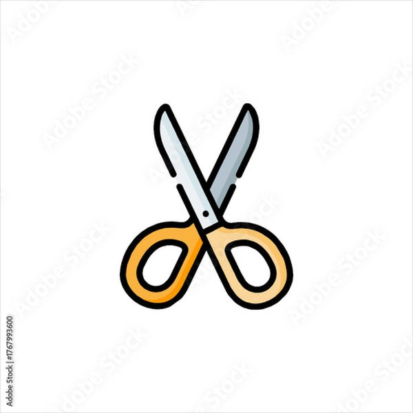 Obraz Scissors cutting through white paper in a craft project, creating a clean and precise cut with a sense of creativity and precision.