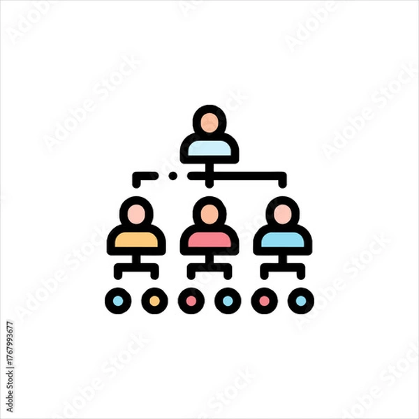 Obraz Organization chart displays hierarchy of employees within company, showing reporting structure and team relationships in a clear and concise manner.