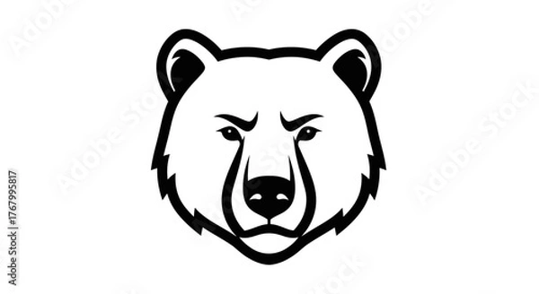 Obraz Bold and graphic bear head illustration for apparel, branding and wildlife design elements