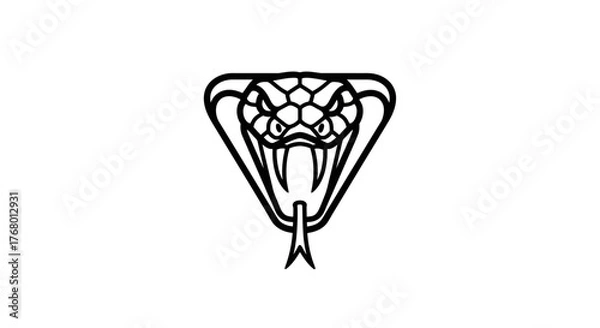 Fototapeta Striking viper illustration showcasing intricate linework and a menacing expression in black and