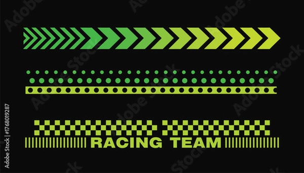 Fototapeta Set of Simple Car Stripes and Racing Decals – Vector racing line designs, sport vinyl stickers, and automobile decoration elements perfect for car wraps, motorsport graphics, and vehicle customization