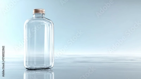 Obraz Empty Glass Bottle with Metal Cap on Smooth Surface Background